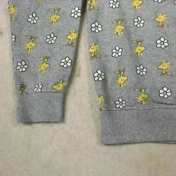 PEANUTS Woodstock Flowers Graphic Print Long Sleeve Crew Neck Sweatshirt Women M - Picture 3 of 8
